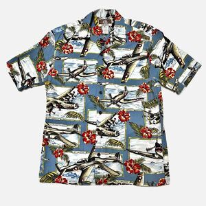 Kalaheo Men’s Vintage WWII Fighter Planes Hawaiian Shirt Size Small Made U.S.A.